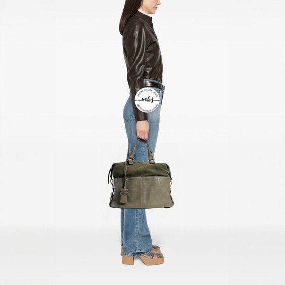 Moda Luxe Handbags - Moda Luxe Crossbody Satchel Green Gold